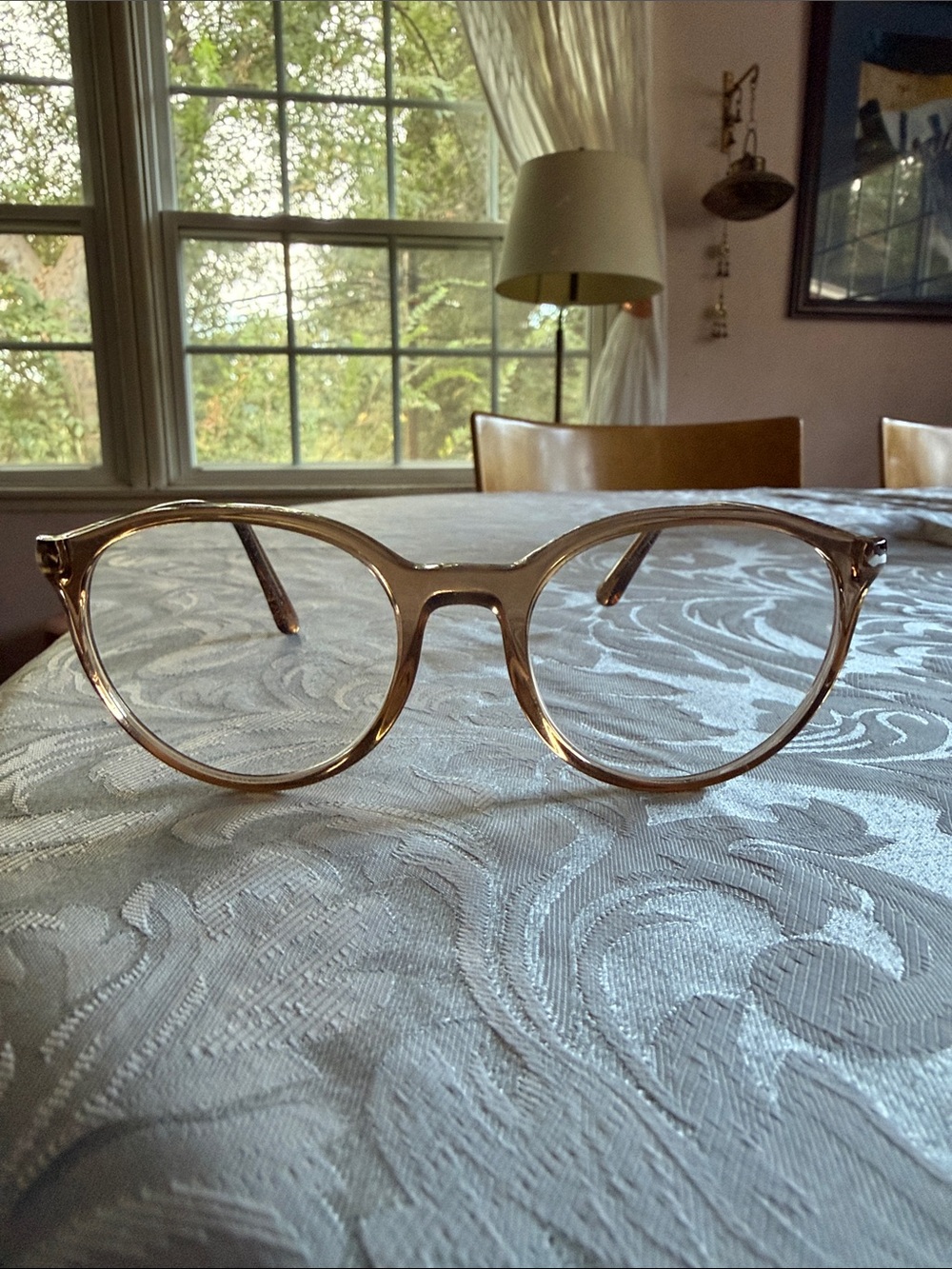 New w/o tags Persol Translucent Light Brown Round Optical Glasses with case.